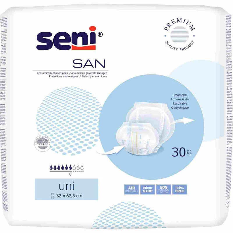 Seni San Uni - Vorlagen für mittlere bis schwere Harn-und Stuhlinkontinenz - ca. 1800 ml (HMV: 15.25.30.2136)
