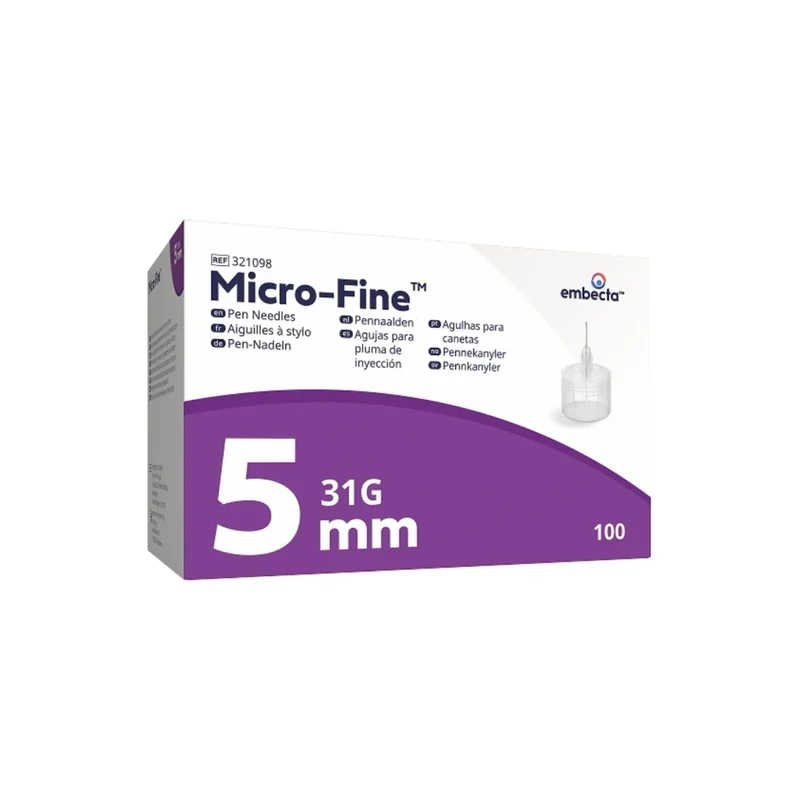 embecta Micro-Fine™ Pennaalden 0,25 x 5 mm 31G 100 stuks 321098