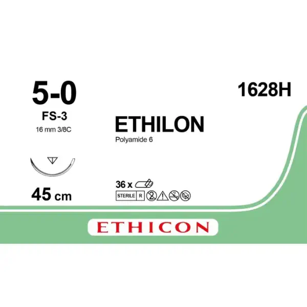 Ethilon Hechtdraad 5-0 FS3 Naald 45 cm Zwart | Monofilament Nylon Hechtdraad