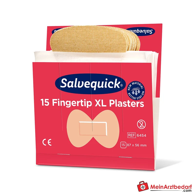 Salvequick Fingertip-Pflaster Refill Textil, 6 x 15 Stück