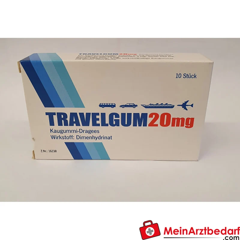 MED19 Dimenhydrinat 20 mg Kaugummi Dragee 10 St. gegen Reisekrankheit