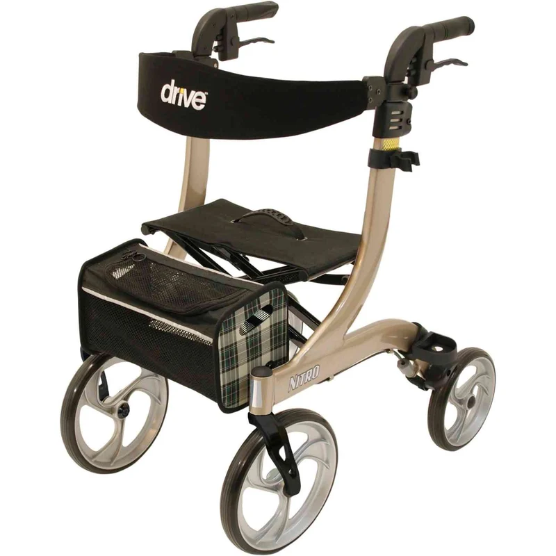 Drive Medical Premium Leichtgewicht-Rollator Nitro, gepolsterter Sitz - Gr. M, champagner