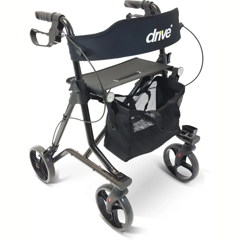 Drive Medical Leichtgewicht Rollator Torro inkl. Rückengurt, Tasche und Stockhalter - anthrazit (HMV: 10.50.04.1197)