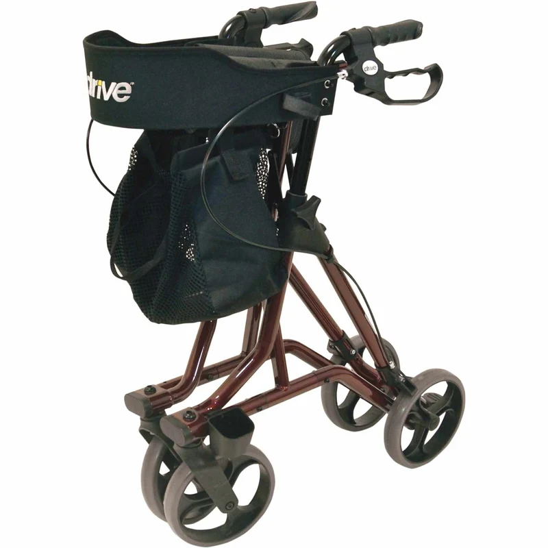 Drive Medical Leichtgewicht Rollator Torro inkl. Rückengurt, Tasche und Stockhalter - weinrot (HMV: 10.50.04.1197)