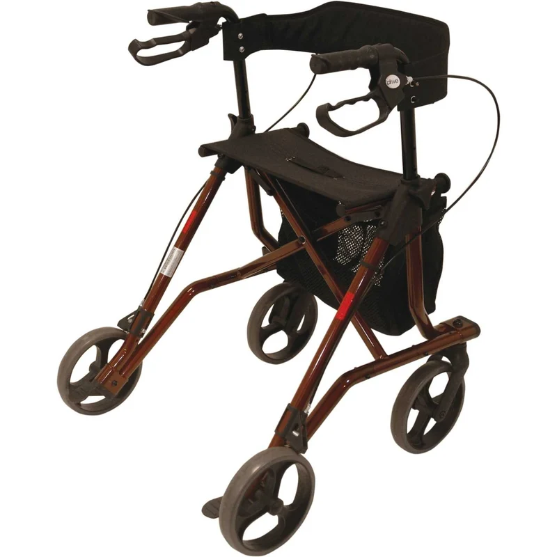 Drive Medical Leichtgewicht Rollator Torro inkl. Rückengurt, Tasche und Stockhalter - weinrot (HMV: 10.50.04.1197)