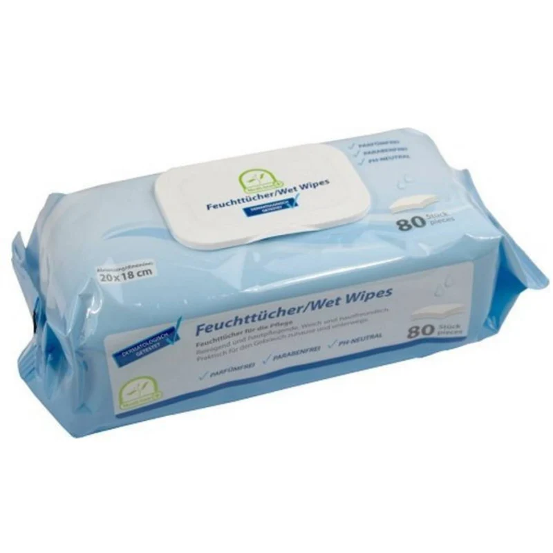 Medi-Inn Feuchttücher (Wet-Wipes), sanfte, milde Reinigung & Pflege der Haut - 20x18 cm, (80 Tücher)