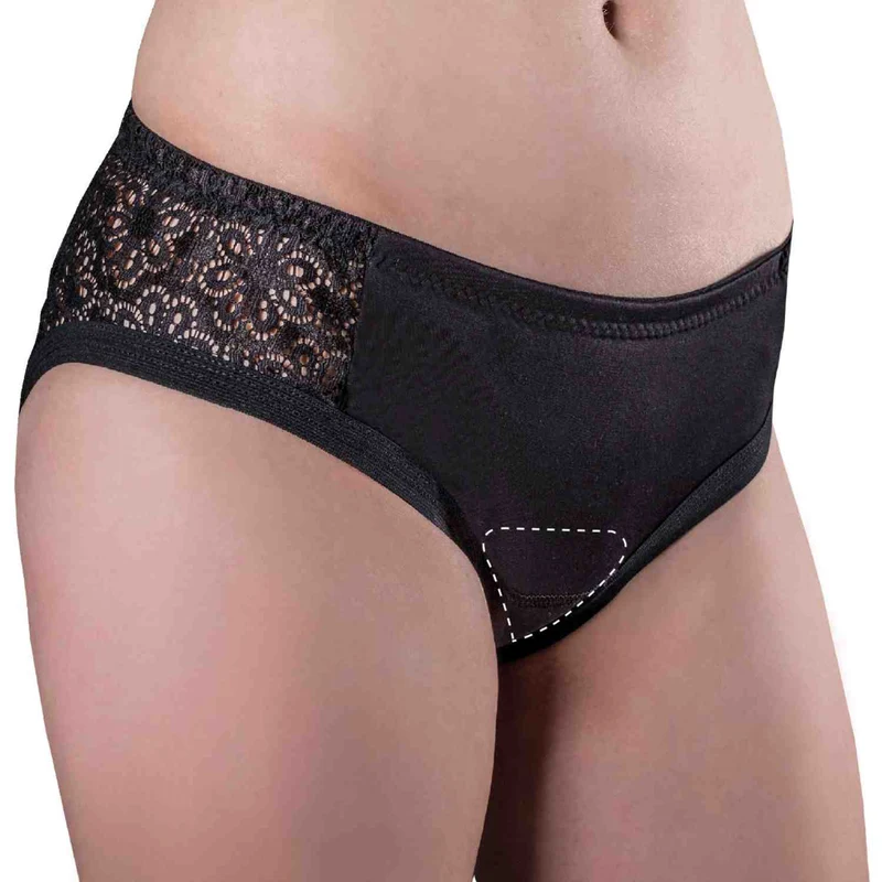 Suprima Inko-Slip 1290 009, Viva! easy mit Spitze und Saugeinlage - schwarz, Gr. S-XL