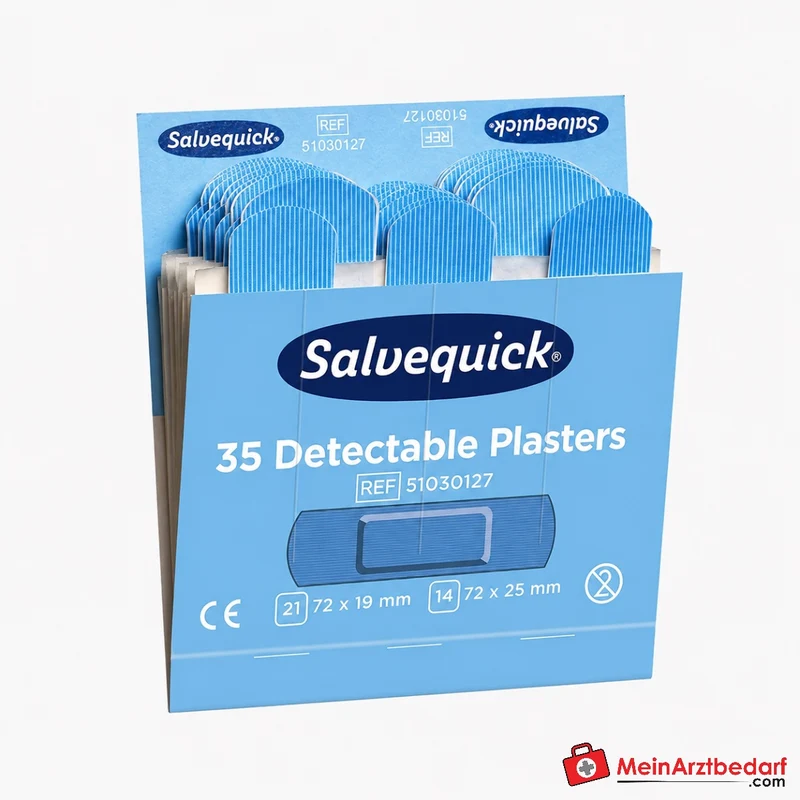 Salvequick Blue Detectable Pflaster Refill, 6 x 35 Stück