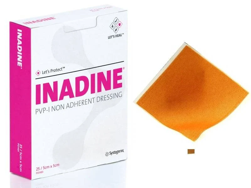 Inadine (povidonjodium) zalfgaas 9,5 x 9,5 cm 10 stuks