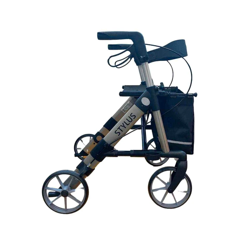 Rehasense Stylus M, Champagner – Leichtgewichtrollator inkl. Rückengurt | 6,3 kg, Gr. 135-170 cm (HMV: 10.50.04.1255)