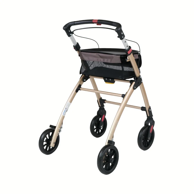 Mobilex Jaguar LIGHT Indoor Rollator, champagner mit Tablett & Tasche - für die Wohnung