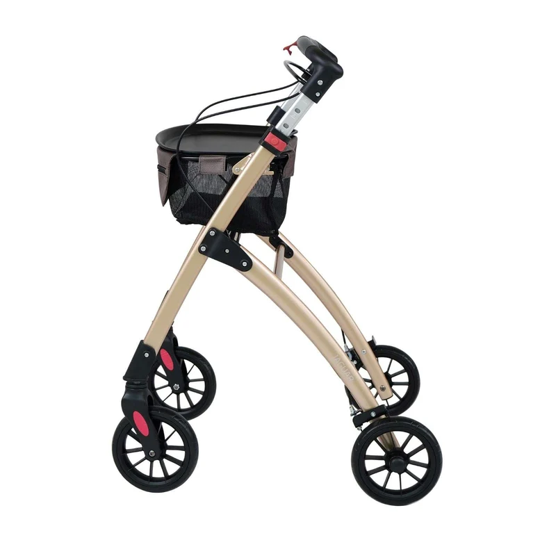 Mobilex Jaguar LIGHT Indoor Rollator, champagner mit Tablett & Tasche - für die Wohnung