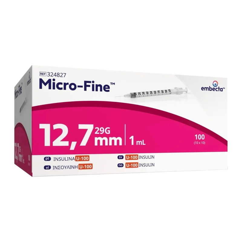 BD Micro-Fine Insulinespuit 1 ml U100 met Naald 29G x 12,7 mm | 100 Stuks