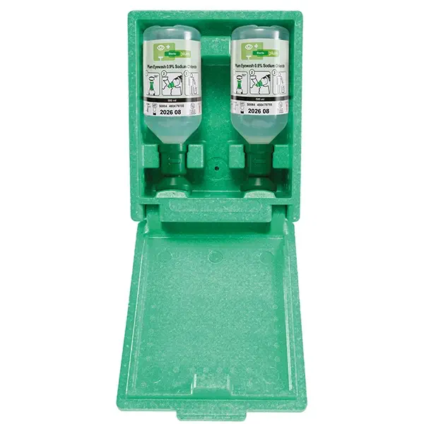Plum Eye Emergency Oogspoelbox met 2 x 500 ml Oogspoelflessen | Stofdichte Wandbox