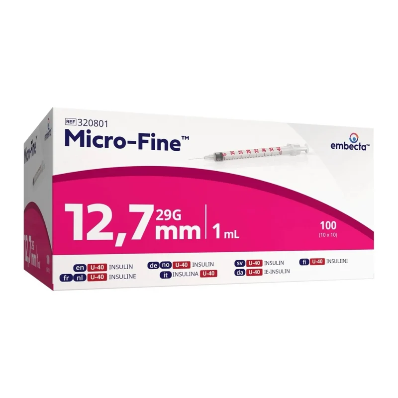 BD Micro-Fine Insulinespuit 1 ml U40 met Naald 29G x 12,7 mm | 100 Stuks