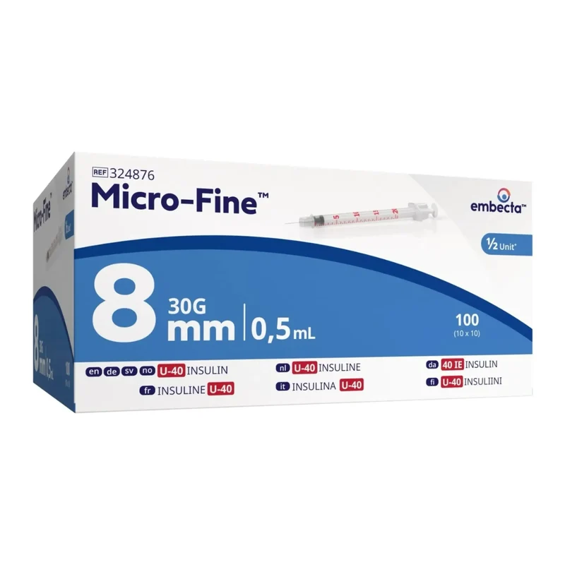 BD Micro-Fine Insulinespuit 0,5 ml U40 met Naald 30G x 8 mm | 100 Stuks