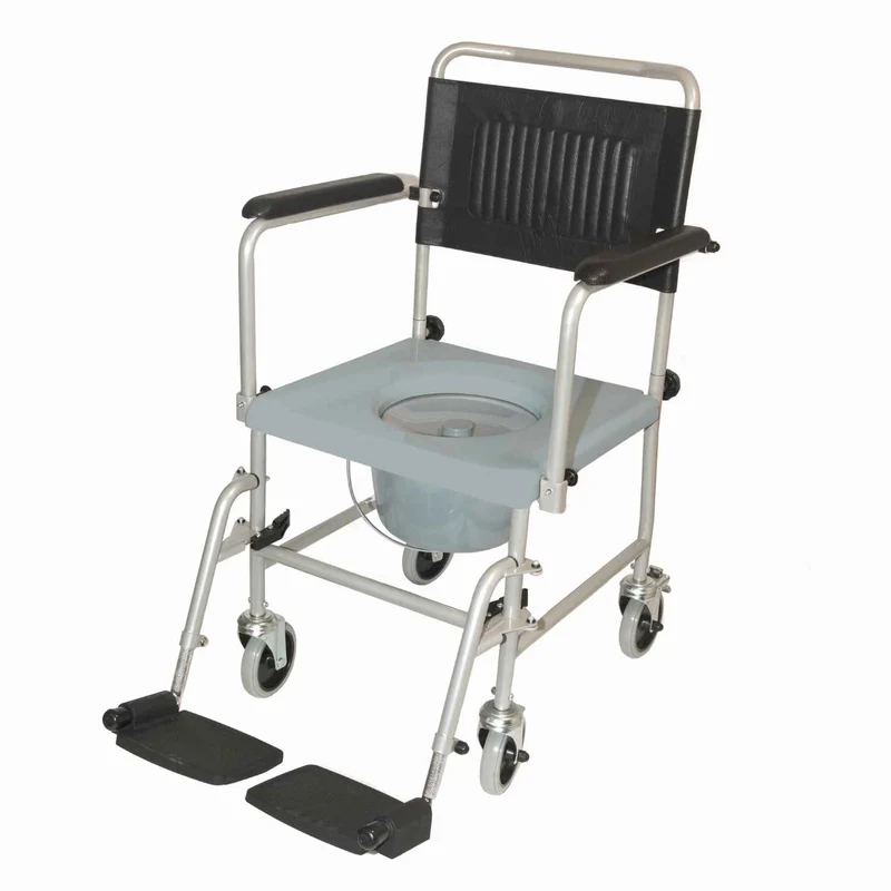 Drive Medical Toilettenrollstuhl TRS 130 (Rückenlehne & Fußstützen abnehmbar) - bis 130 kg (HMV: 18.46.02.0058)
