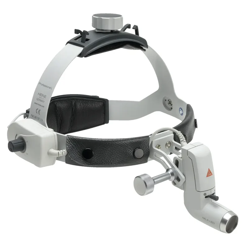 HEINE ML4 LED Voorhoofdlamp met Professionele L-Hoofdband, mPack UNPLUGGED & Plug-in Transformator UNPLUGGED (Set)