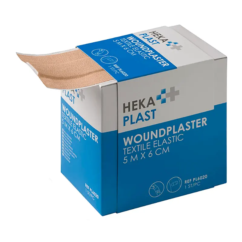 HEKA Pleisterrol Elastisch Textiel 5 m x 6 cm | Sterke Wondpleister op Rol