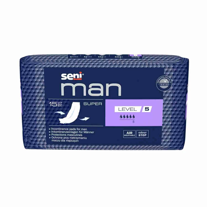 Seni Man Super Level 5 - Einlagen für Männer bei mittlerer Inkontinenz, 870 ml (HMV: 15.25.30.5049)