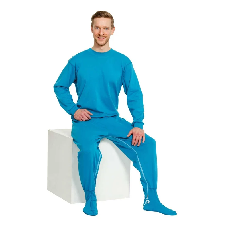 Suprima 4709 080, Pflegeoverall 100% BW, lang, Bein-RV, Rücken-RV, mit Fuß, unisex, petrol, Gr. S-XL