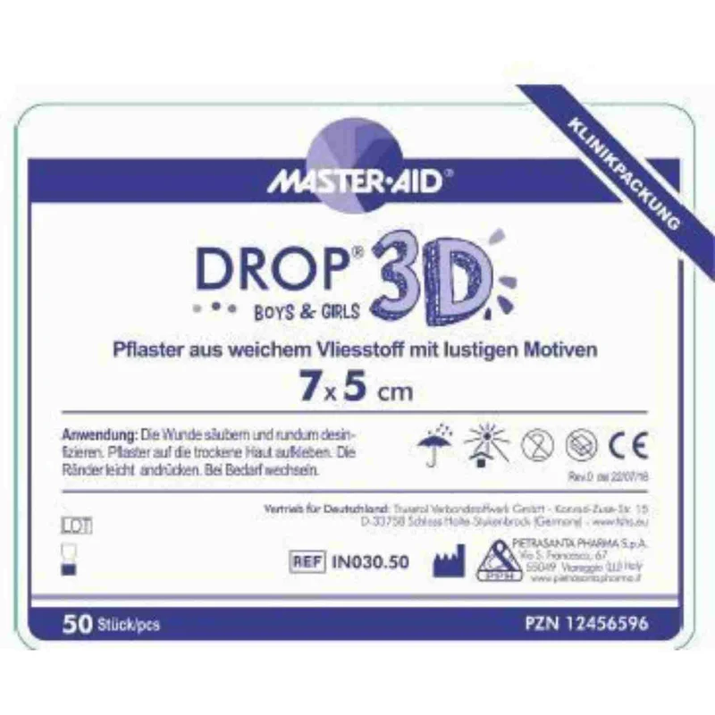 DROP®3D Boys & Girls - sanft schützender Kinder-Wundverband mit Motiven zum Erfühlen 5x7 cm - 50 Stk