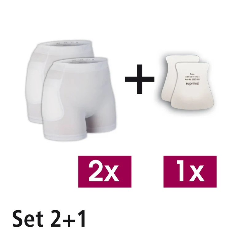Suprima 1494 001, Hüftschutz-Set 2+1: 2 Hüftschutz-Hosen/1 Paar Hüftschutz-Protektoren
