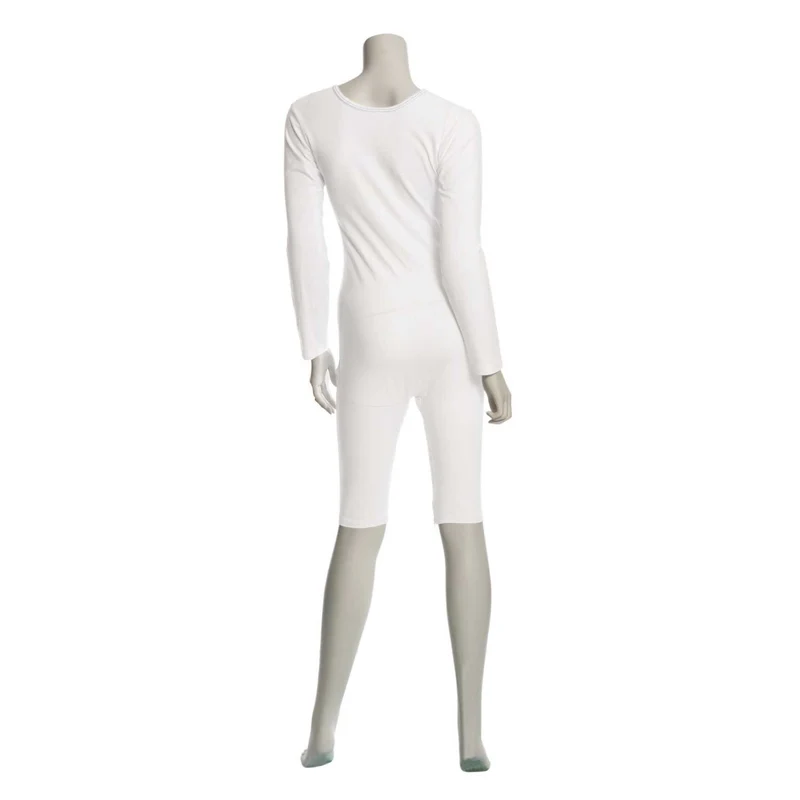 Suprima 4699 001, Pflegebody BW/Elast, Langarm mit kurzem Bein, Bein-RV, unisex - weiß, Gr. S-XXL