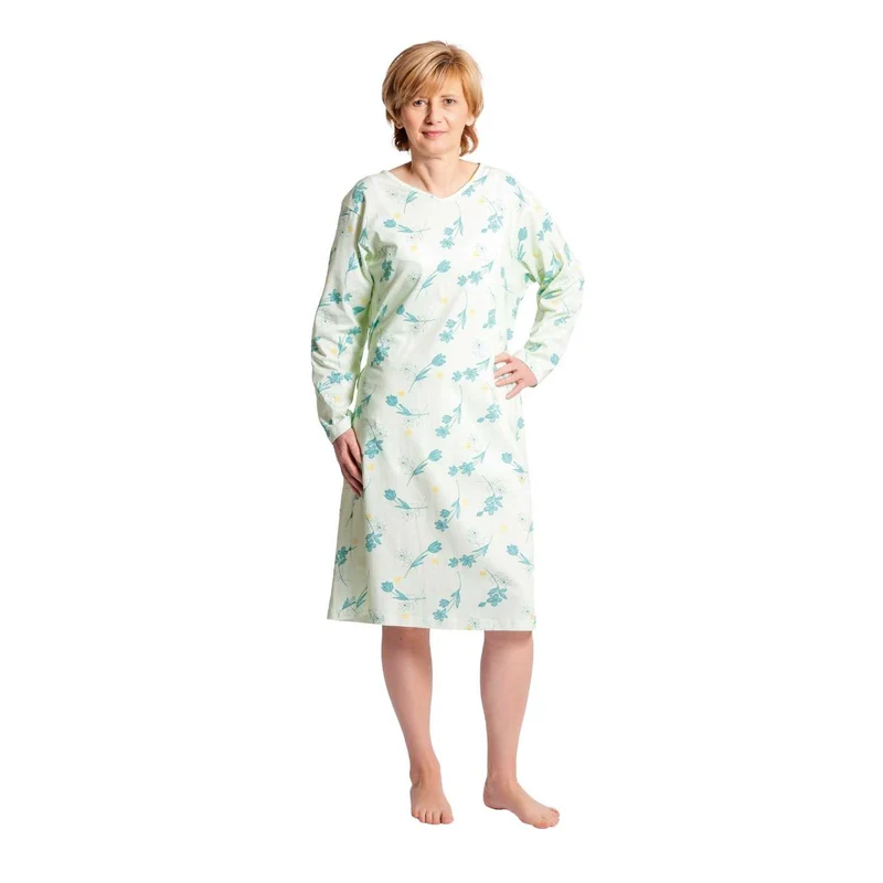 Suprima 4070, Pflegehemd Baumwolle zum Binden für Damen, Langarm - versch. Farben, Gr. S/M & L/XL