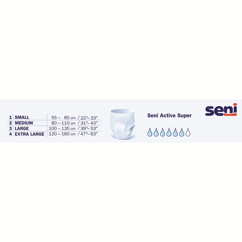 Seni Active Super - Inkontinenzpants, mittlere Saugstärke - bis 1600 ml, Gr. S-XL