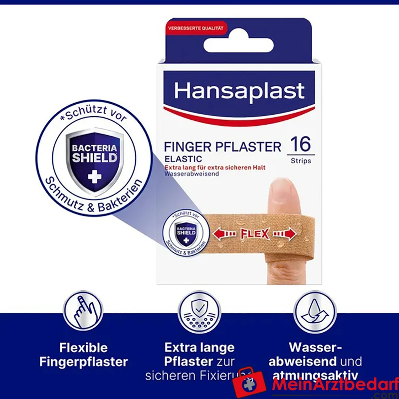Hansaplast Elastic Fingerstrips Textilpflaster wasserabweisend 16 Stück