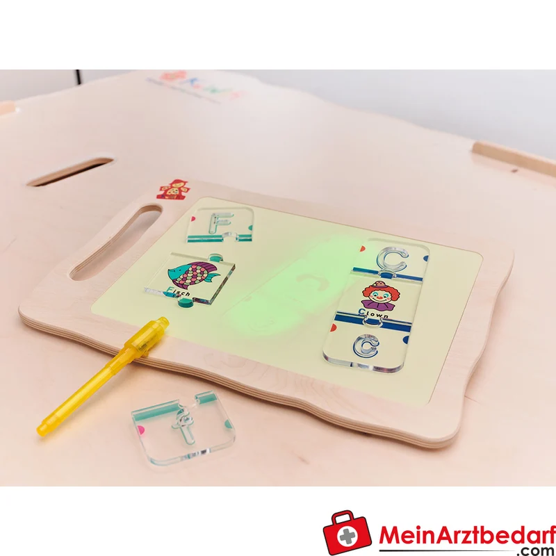 KuWiH Licht-Tablet A4 38 x 26 cm Naturholz Leuchttafel fluoreszierend