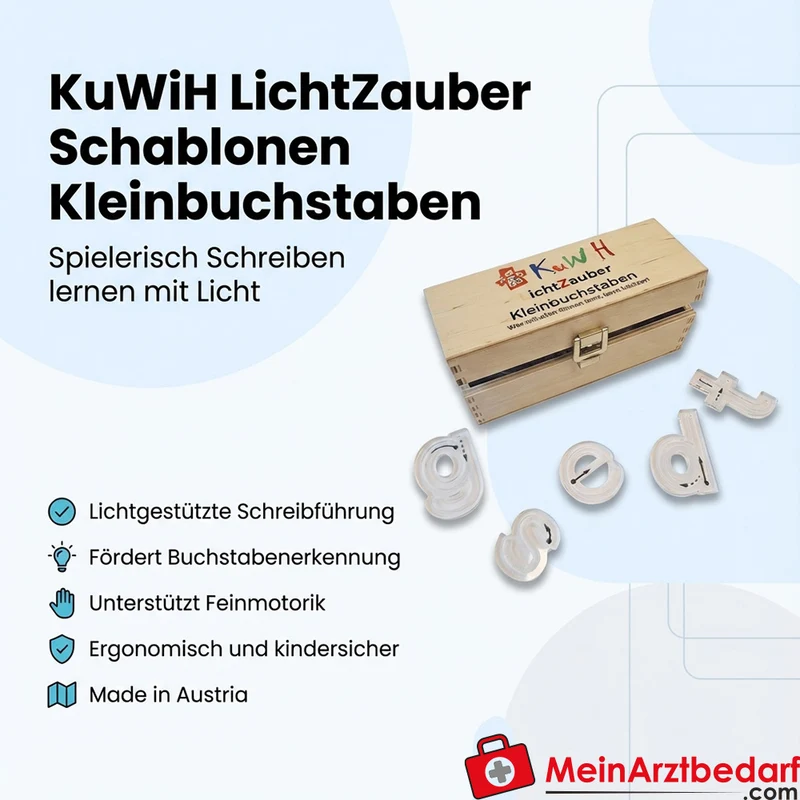 KuWiH LichtZauber Schablonen Kleinbuchstaben Plexiglas-Set für Licht-Tablet Lernhilfe Schuleingangsphase