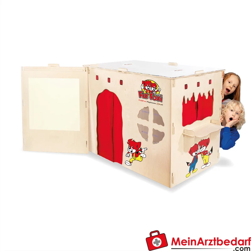Fix & Foxi Playhouse Kinderspielhaus Vollholz modular TÜV-geprüft 119×90×80 cm