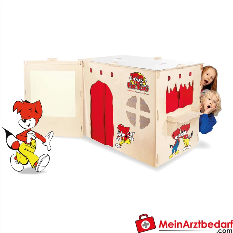 Fix & Foxi Playhouse Kinderspielhaus Vollholz modular TÜV-geprüft 119×90×80 cm