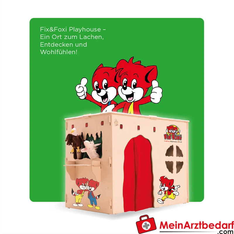 Fix & Foxi Playhouse Kinderspielhaus Vollholz modular TÜV-geprüft 119×90×80 cm