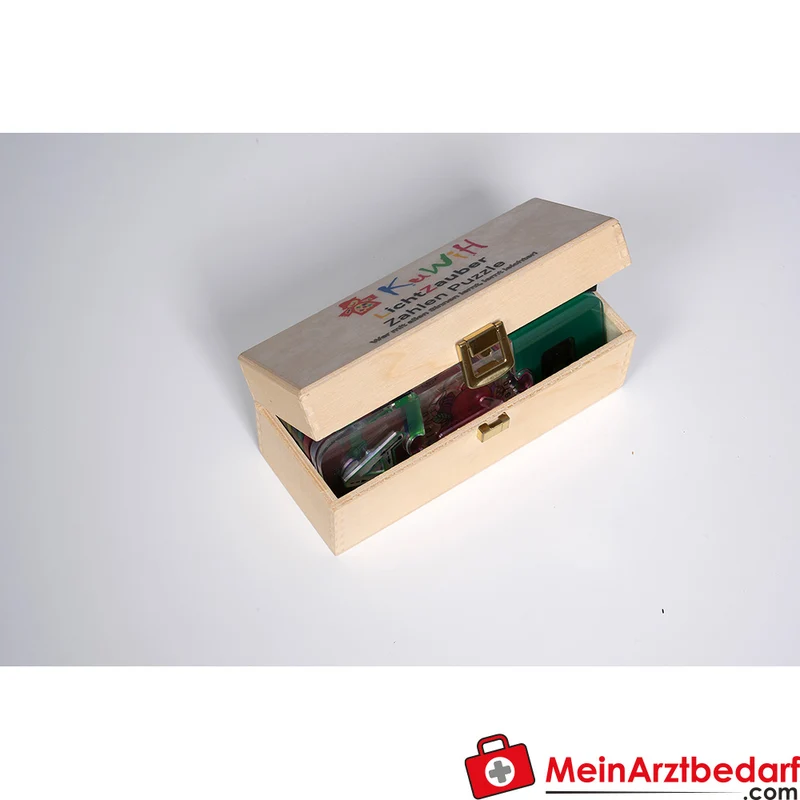 KuWiH LichtZauber Zahlen-Puzzle mit Lichtstift in Holzbox Lernspielzeug ab 3 Jahren