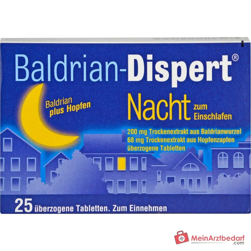 Baldrian-Dispert Nacht zum Einschlafen Baldrianwurzel-Trockenextrakt / Hopfenzapfen-Trockenextrakt überzogene Tabletten, 50 St.