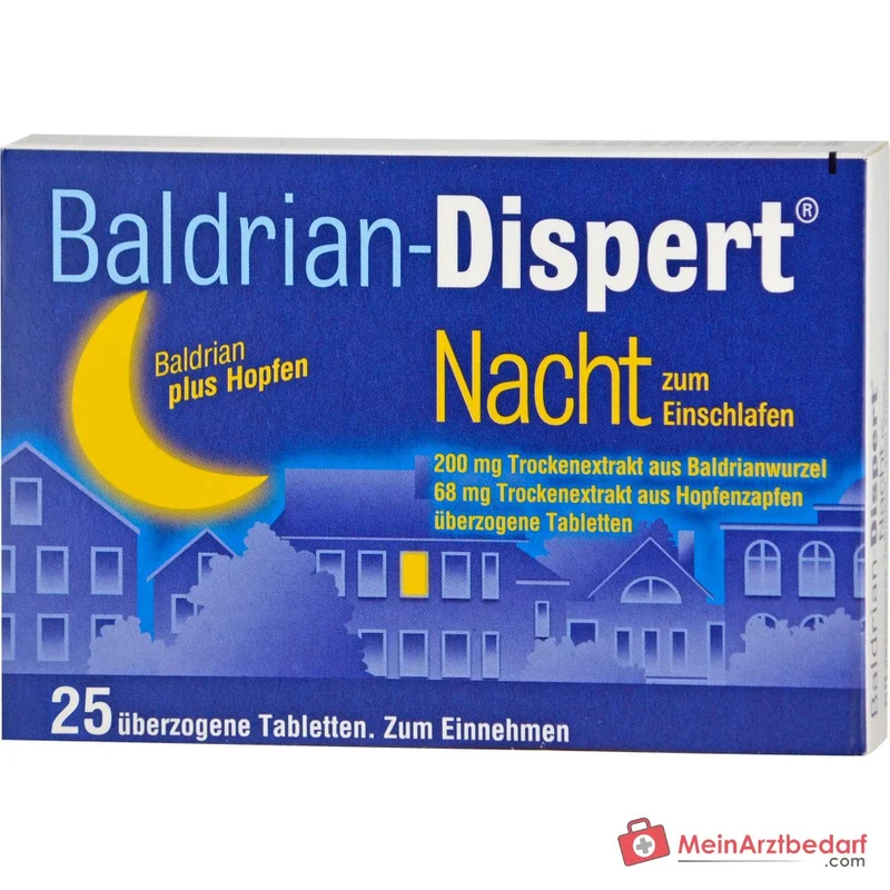 Baldrian-Dispert Nacht zum Einschlafen Baldrianwurzel-Trockenextrakt / Hopfenzapfen-Trockenextrakt überzogene Tabletten, 50 St.