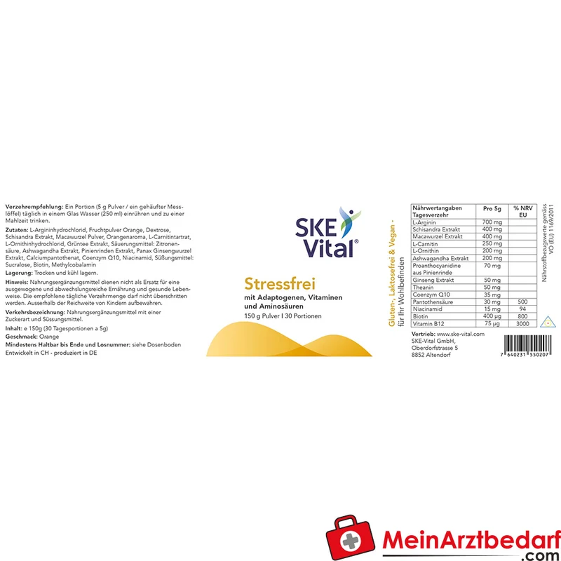 SKE Vital Stressfrei Pulver mit Ashwagandha & Schisandra 150 g