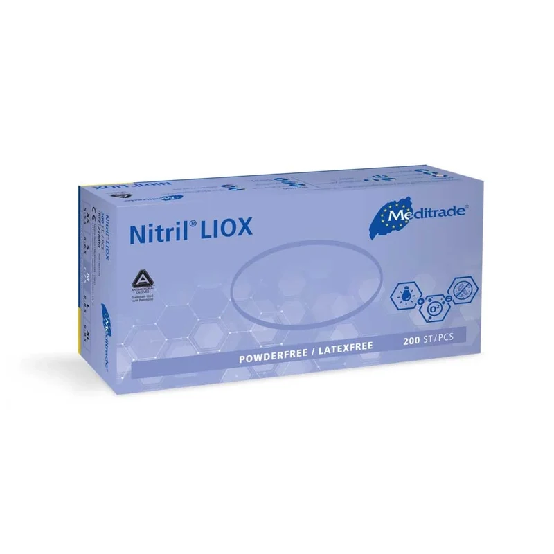 Meditrade Nitril® LIOX - antimicrobiële handschoen - blauw - 200 stuks - Small