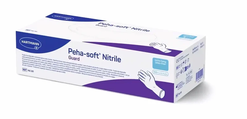 Peha-soft nitrile guard lange manchet Large 100 stuks blauw