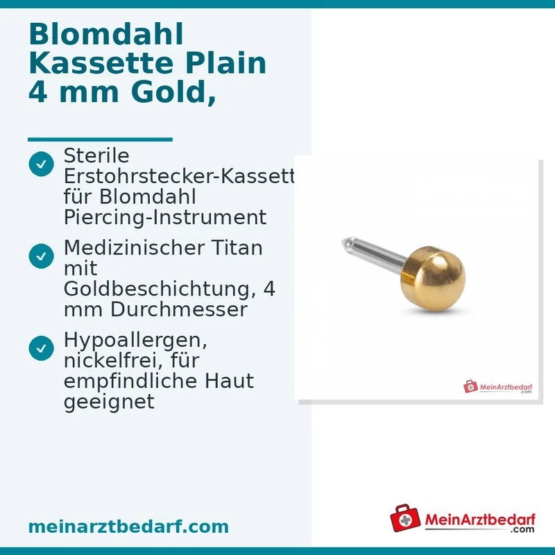 Blomdahl Erstohrstecker Plain Titan gold, 4 mm, 10 Stk.