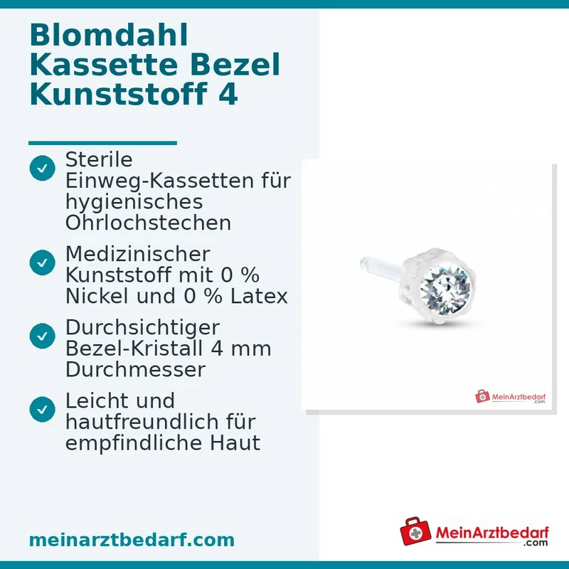 Blomdahl Erstohrstecker Bezel Kunststoff transparent, 4 mm, 10 Stk.