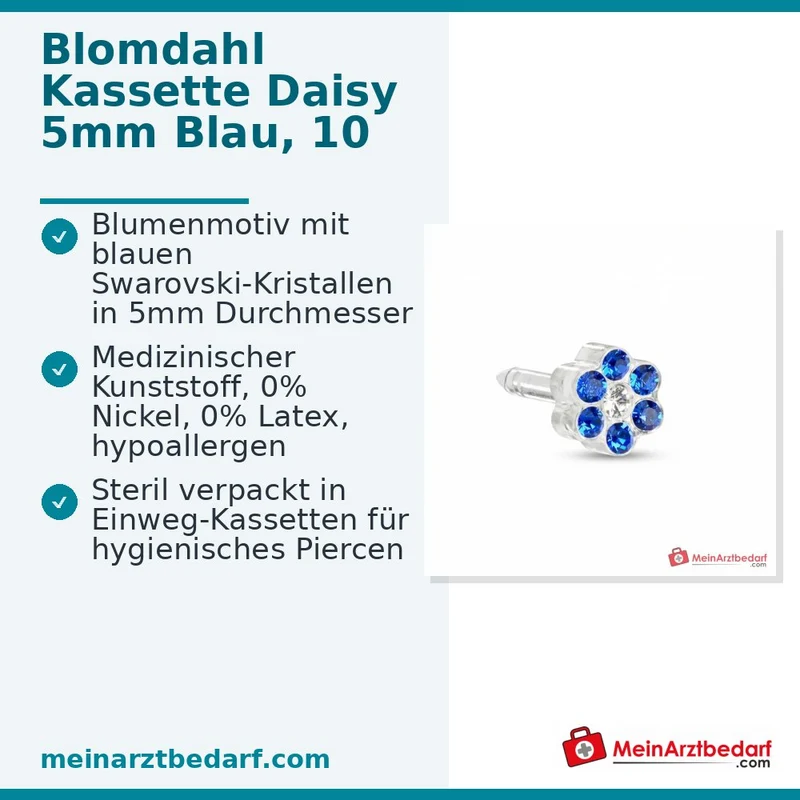 Blomdahl Erstohrstecker Daisy Kunststoff blau, 5 mm, 10 Stk.