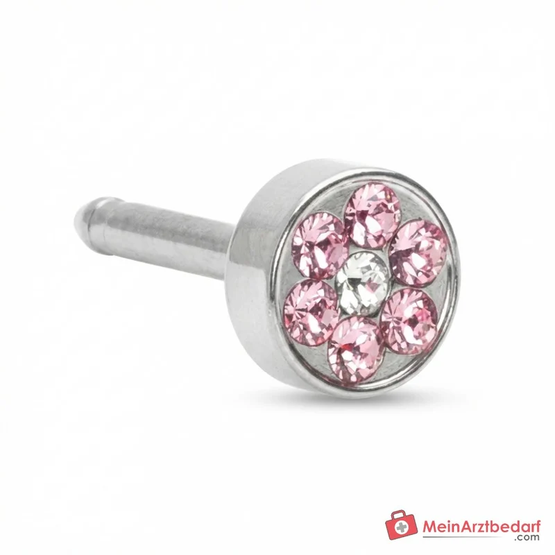 Blomdahl Erstohrstecker Brilliance Plenary Titan, 7 Kristalle rosa, 5 mm, 10 Stk.