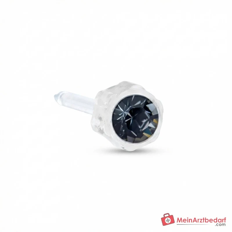 Blomdahl Erstohrstecker Bezel Kunststoff grau mit Kristall, 4 mm, 10 Stk.