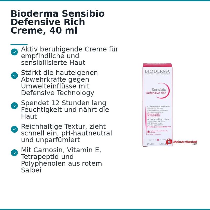 Bioderma Sensibio Defensive Rich Creme, 40 ml