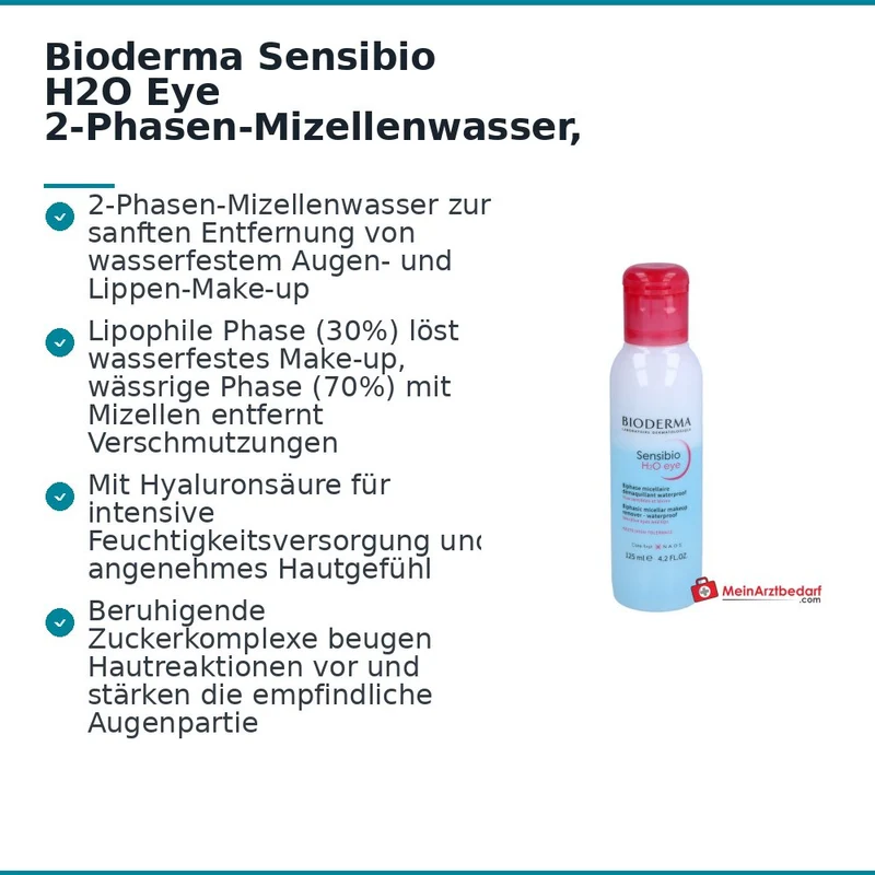 Bioderma Sensibio H2O Eye 2-Phasen-Mizellenwasser, 125 ml
