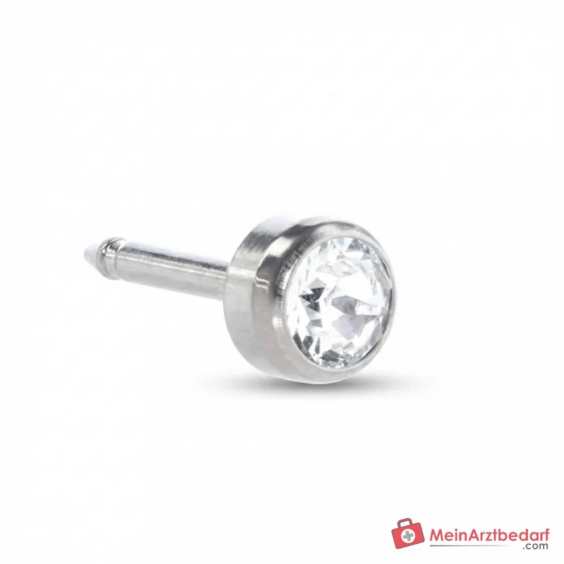 Blomdahl Erstohrstecker Bezel Titan natur mit Kristall, 5 mm, 10 Stk.
